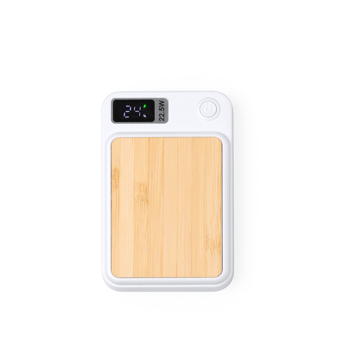 Batterie magnétique blanche et bambou 5 000 mAh