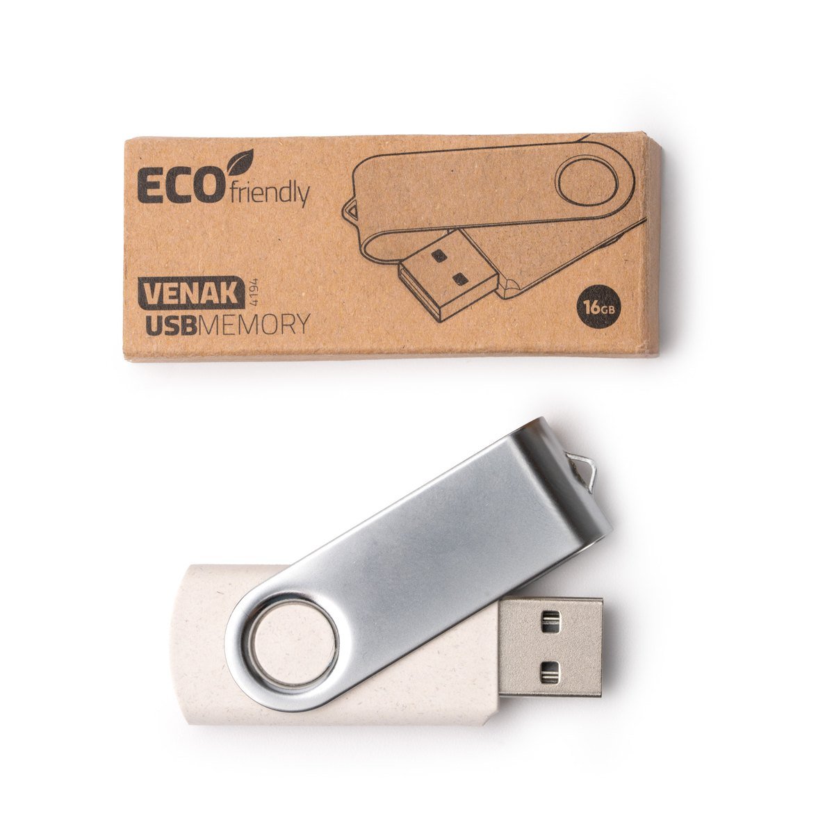 Clé USB fibre de blé clip métal 16 Go