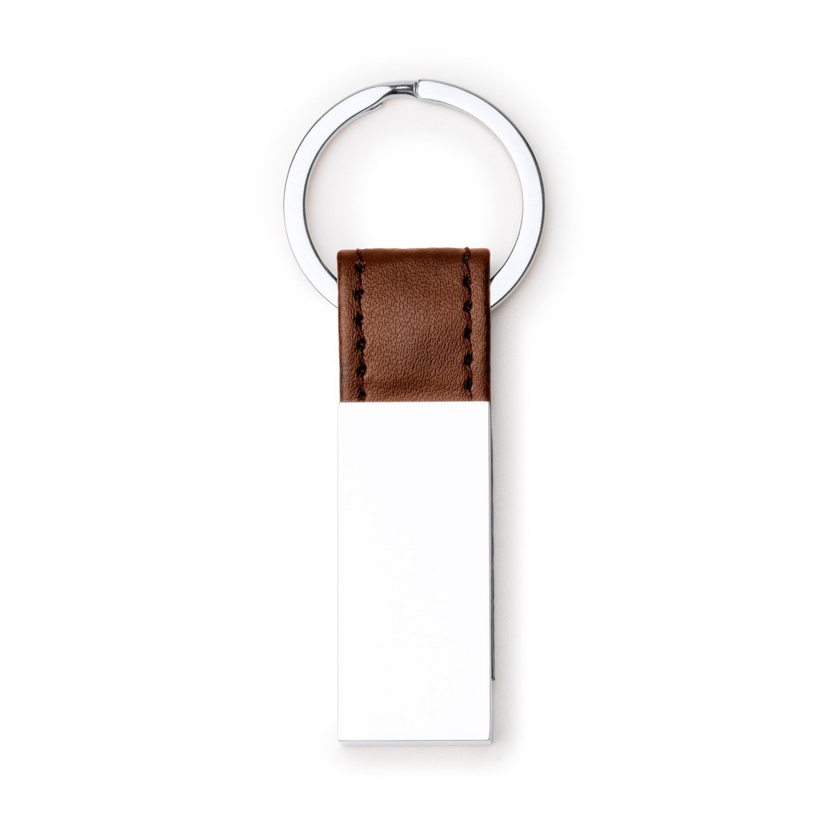 Porte-clés métal et similicuir – Marron