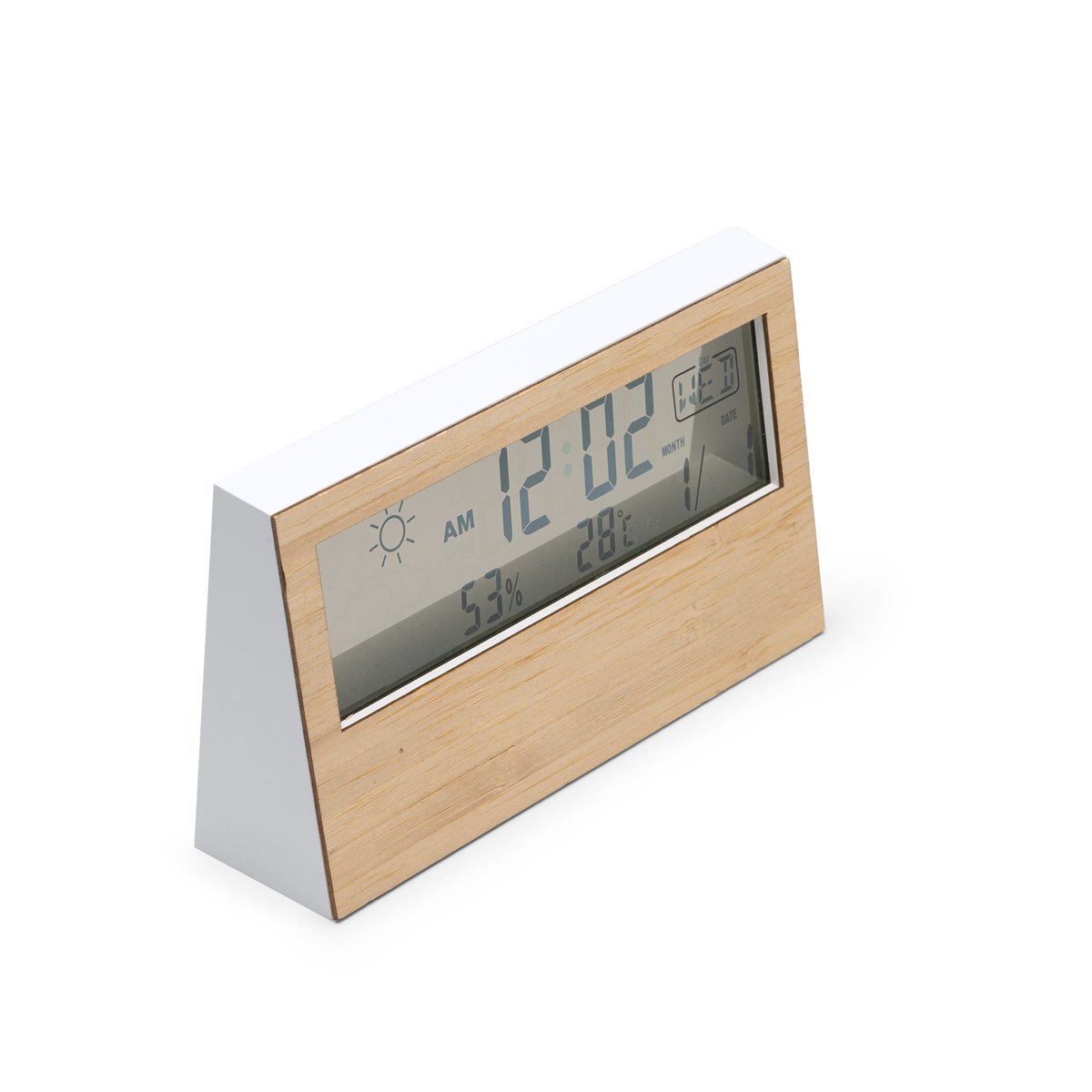 Autre vue : Station météo horloge bambou