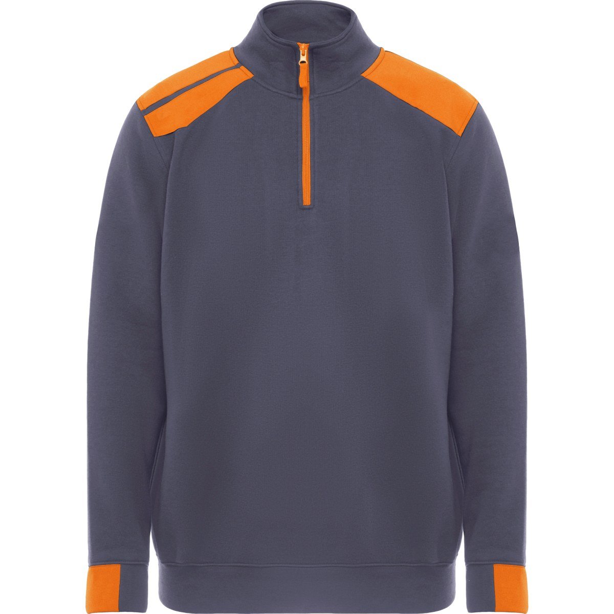 Sweat demi-zip bicolore Maverick – Plomb / orange