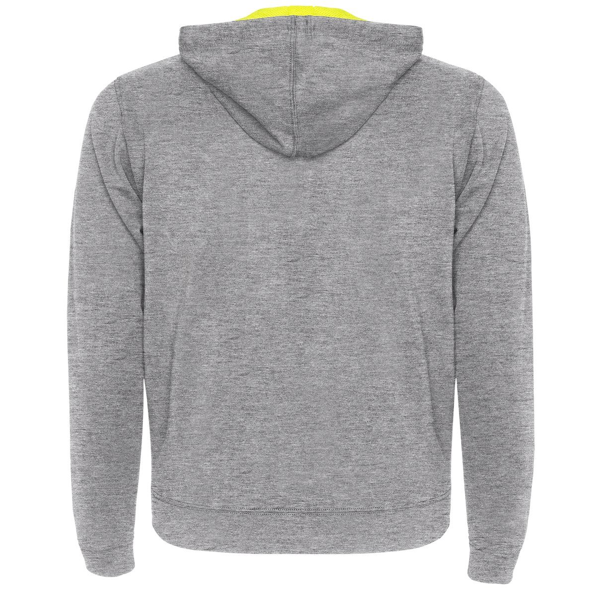 Sweat zippé contrasté – Gris chiné / jaune fluo (dos)