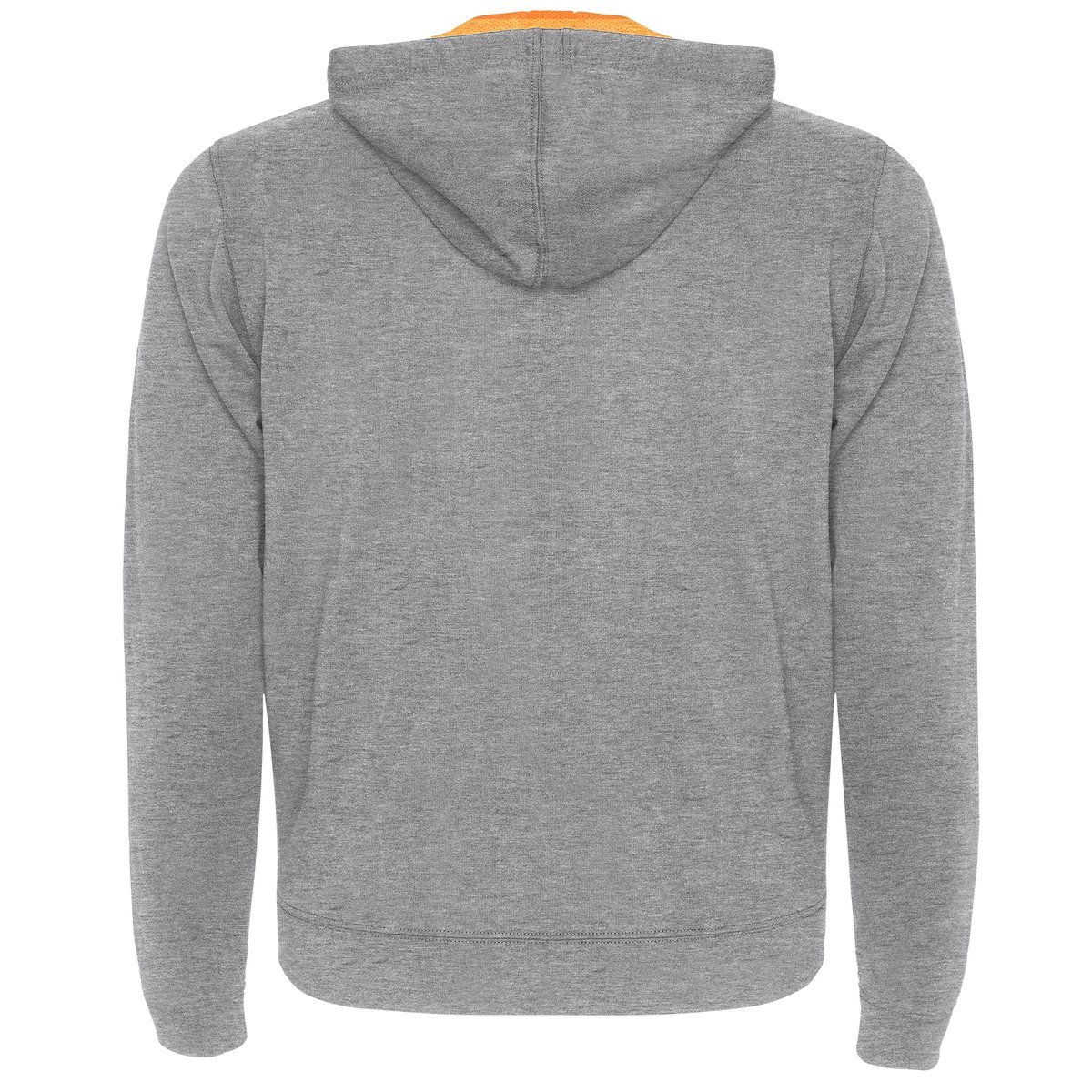Sweat zippé contrasté – Gris chiné / orange fluo (dos)