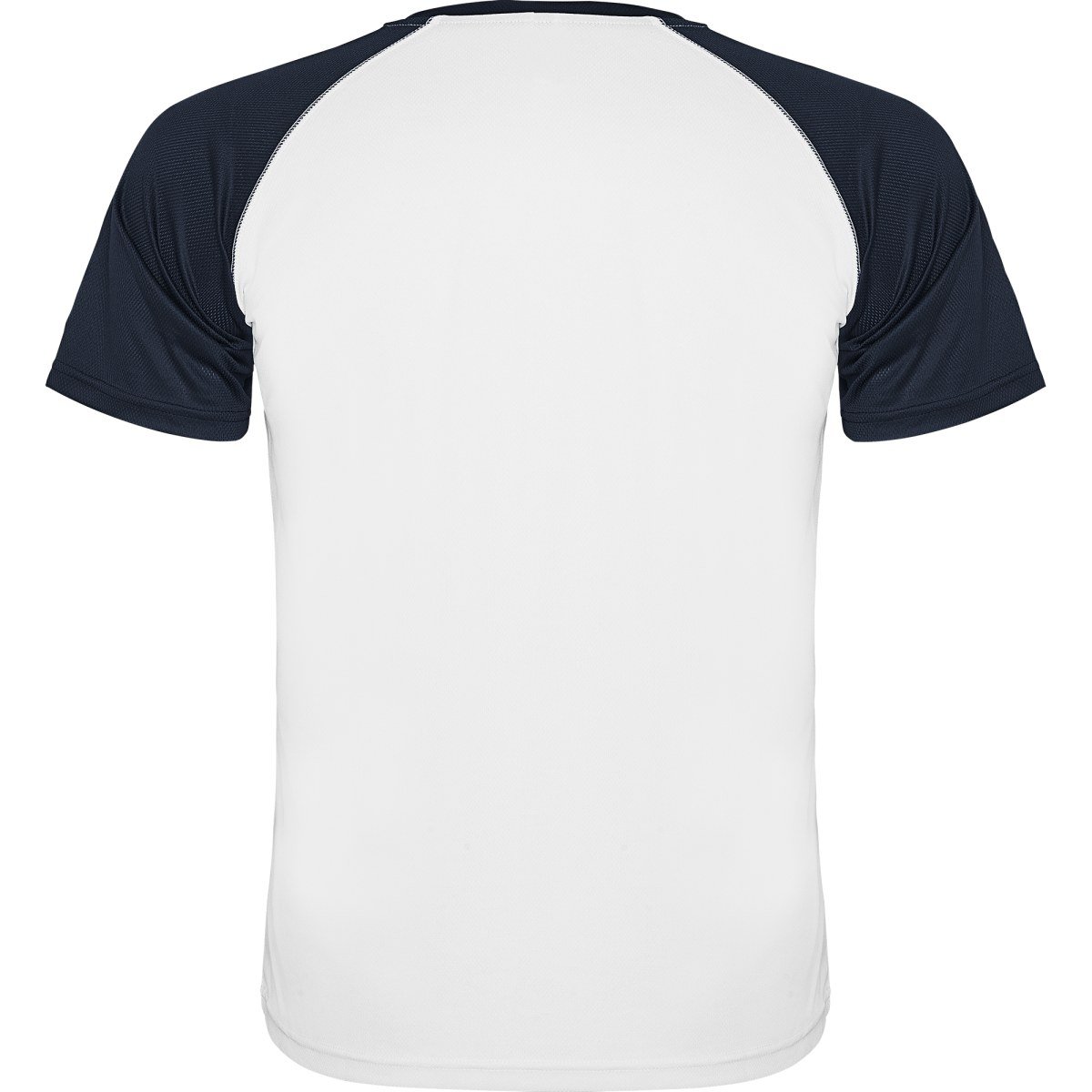 T-shirt technique bicolore Indianapolis – Blanc / bleu marine (dos)
