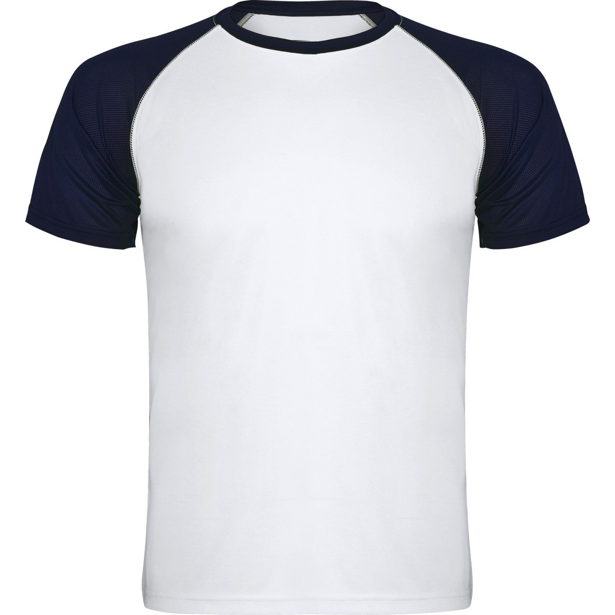 T-shirt technique bicolore Indianapolis – Blanc / bleu marine