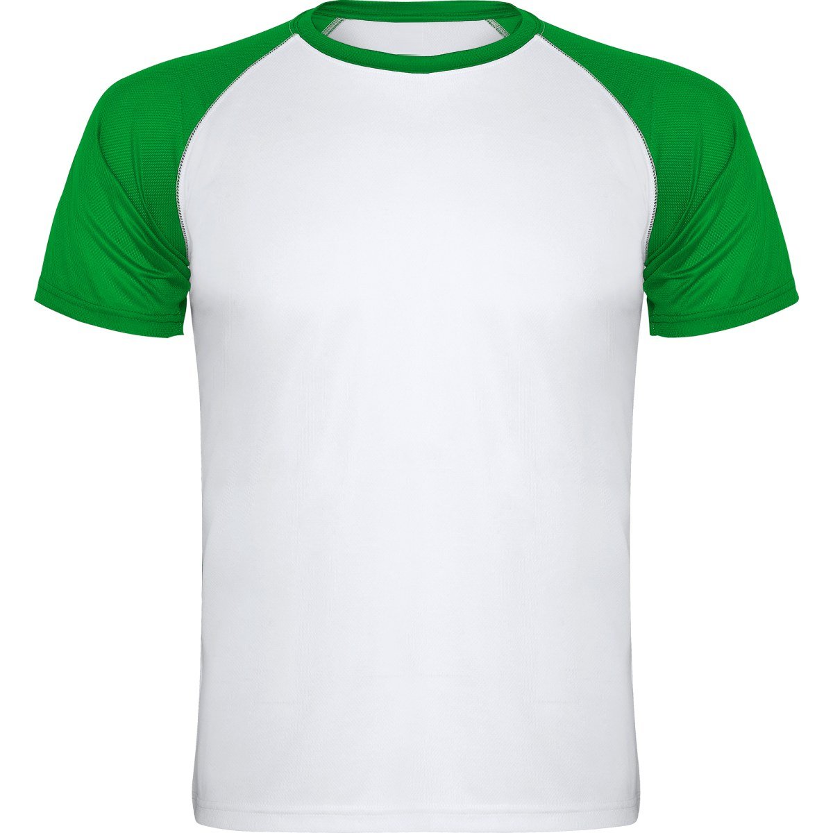 T-shirt technique bicolore Indianapolis – Blanc / vert fougère