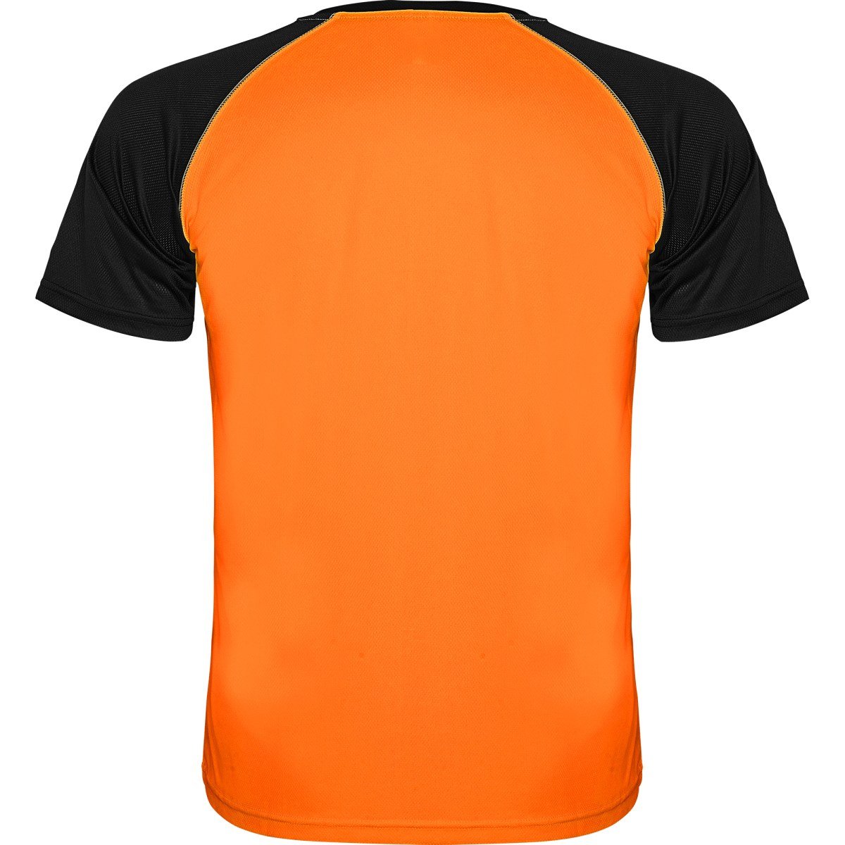 T-shirt technique bicolore Indianapolis – Orange fluo / noir (dos)