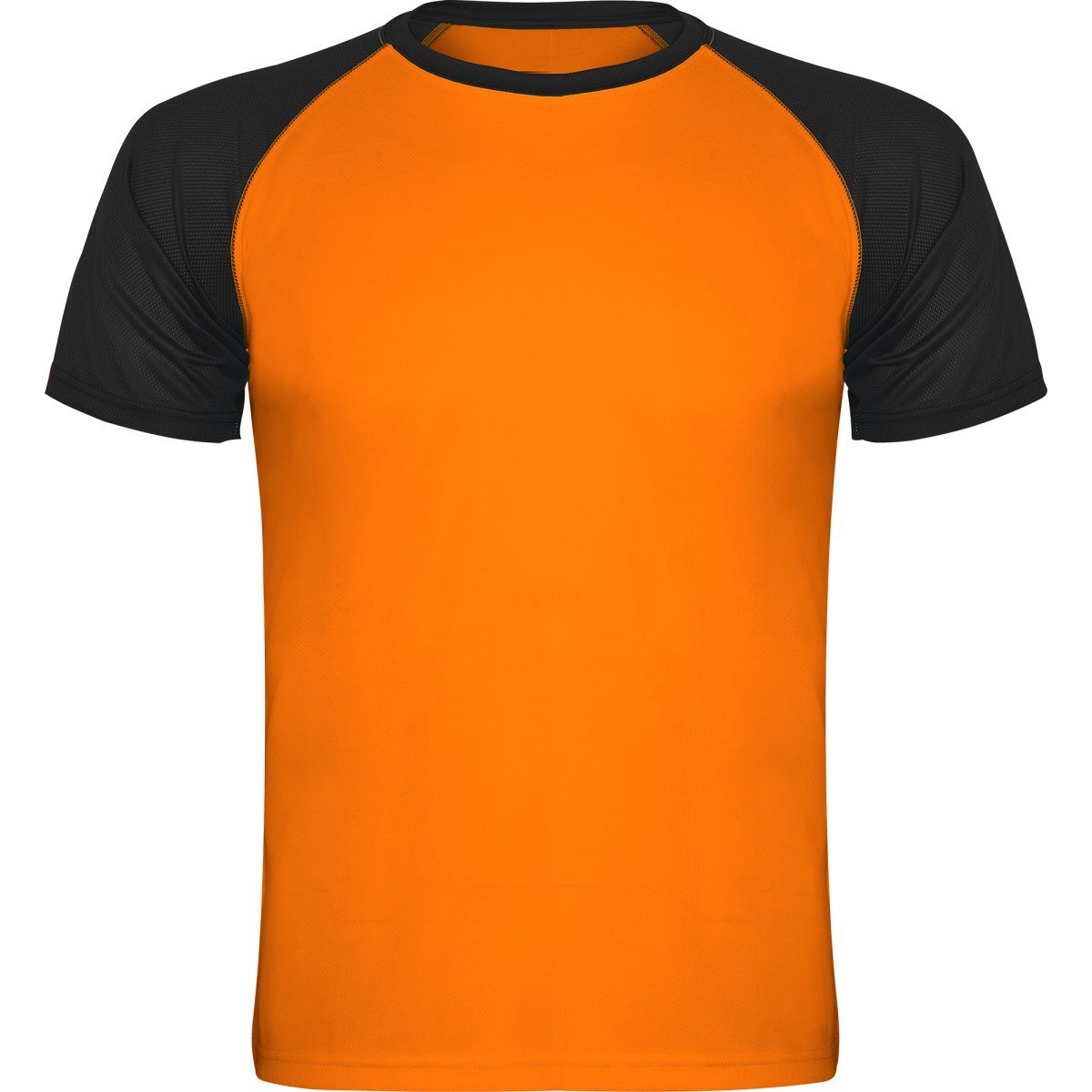 T-shirt technique bicolore Indianapolis – Orange fluo / noir
