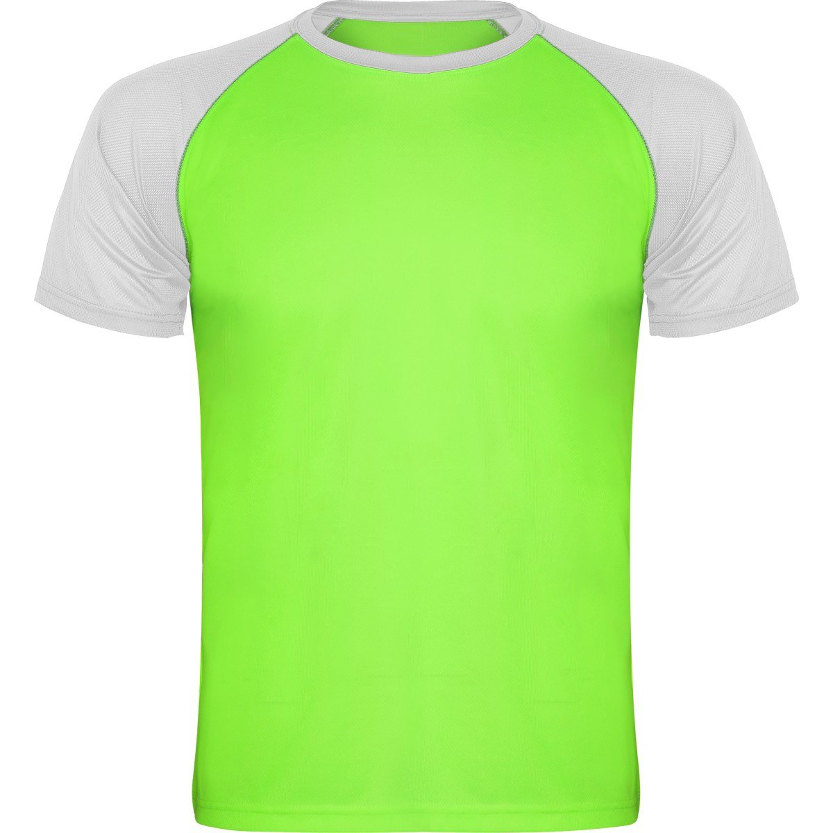 T-shirt technique bicolore Indianapolis – Vert fluo / blanc