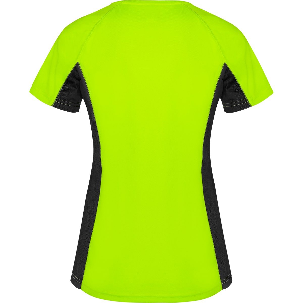 T-shirt technique bicolore Shanghai femme – Vert fluo / noir (dos)