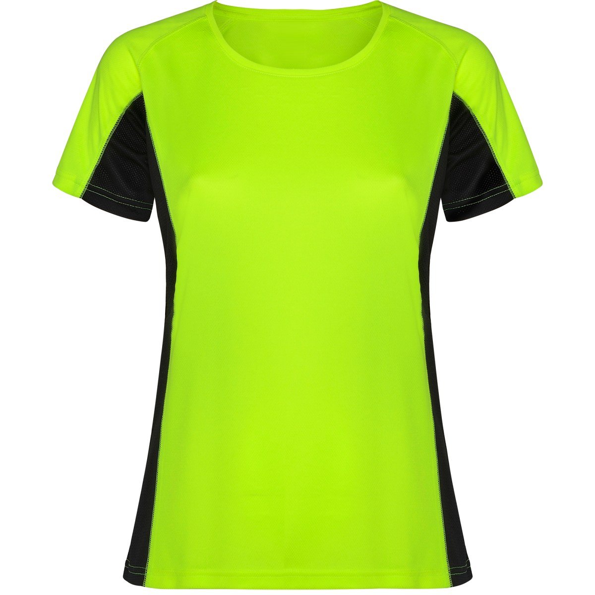 T-shirt technique bicolore Shanghai femme – Vert fluo / noir