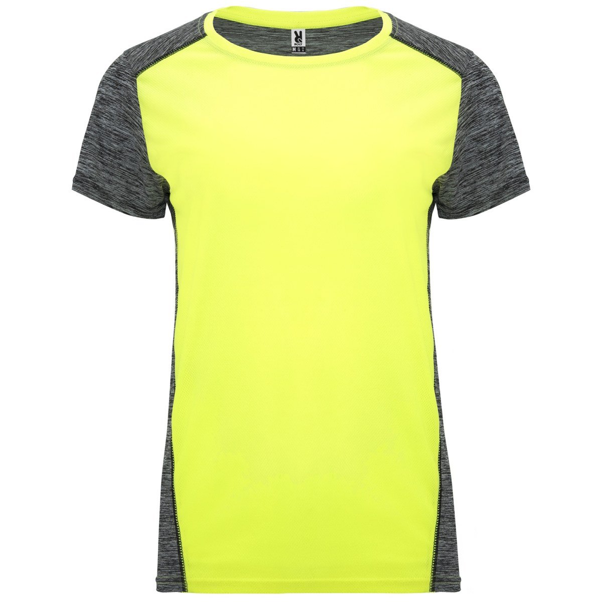 T-shirt technique Zolder femme – Jaune fluo / noir chiné