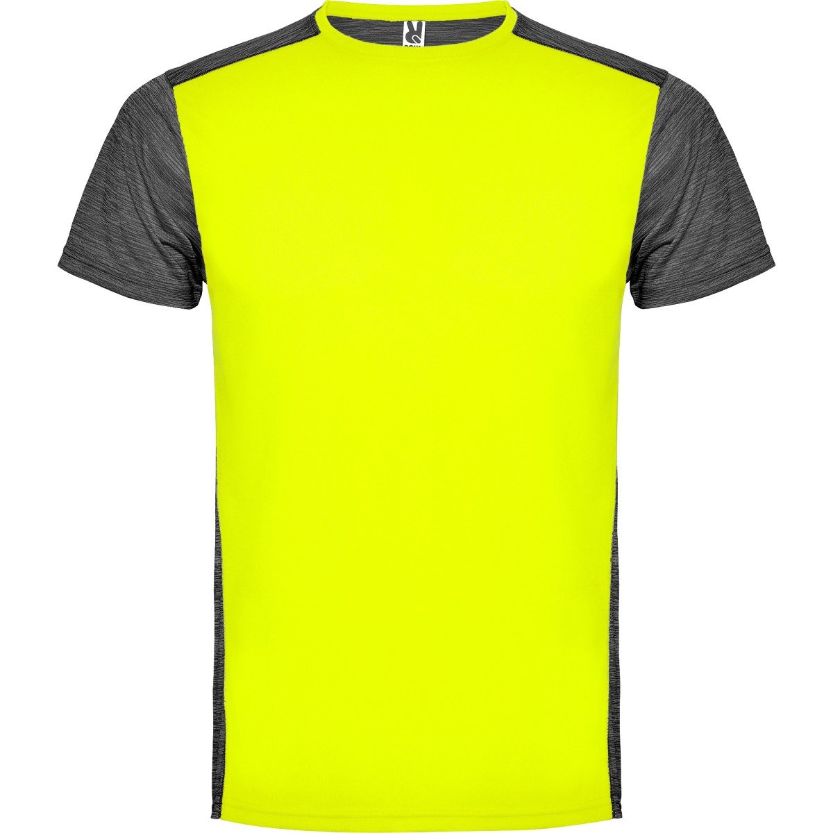 T-shirt technique Zolder – Jaune fluo / noir chiné